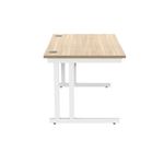 Polaris Rectangular Double Upright Cantilever Desk 1200x800x730mm Canadian Oak/White KF822290
