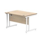 Polaris Rectangular Double Upright Cantilever Desk 1200x800x730mm Canadian Oak/White KF822290