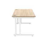 Polaris Rectangular Double Upright Cantilever Desk 1400x800x730mm Canadian Oak/White KF822300
