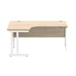 Polaris Left Hand Radial Double Upright Cantilever Desk 1600x1200x730mm Canadian Oak/White KF822320