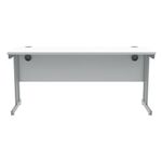 Polaris Rectangular Double Upright Cantilever Desk 1600x600x730mm Arctic White/Silver KF822360