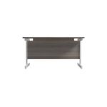 Jemini Single Upright Rectangular Desk 1200x800x730mm Grey Oak/White KF822641