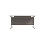 Jemini Single Upright Rectangular Desk 1400x800x730mm Grey Oak/Silver KF822651