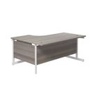 Jemini Radial Right Hand Single Upright Desk 1600x800-1200x730mm Grey Oak/White KF822722