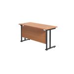 Jemini Rectangular Double Upright Cantilever Desk 1200x600x730mm Beech/Black KF822936