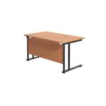 Jemini Rectangular Double Upright Cantilever Desk 1200x800x730mm Beech/Black KF823001