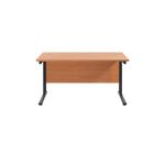 Jemini Rectangular Double Upright Cantilever Desk 1200x800x730mm Beech/Black KF823001
