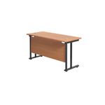 Jemini Rectangular Double Upright Cantilever Desk 1400x600x730mm Beech/Black KF823070