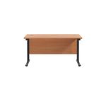 Jemini Rectangular Double Upright Cantilever Desk 1400x600x730mm Beech/Black KF823070