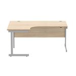 Astin Radial Left Hand SU Cantilever Desk 1600x1200x730mm Canadian Oak/Silver KF824121