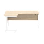 Astin Radial Left Hand SU Cantilever Desk 1600x1200x730mm Canadian Oak/Arctic White KF824145