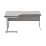 Astin Radial Left Hand SU Cantilever Desk 1600x1200x730mm Alaskan Grey Oak/Silver KF824206
