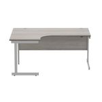 Astin Radial Left Hand SU Cantilever Desk 1600x1200x730mm Alaskan Grey Oak/Silver KF824206
