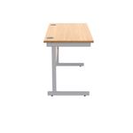Astin Rectangular Single Upright Cantilever Desk 1200x600x730mm Norwegian Beech/Silver KF824244