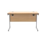 Astin Rectangular Single Upright Cantilever Desk 1200x600x730mm Norwegian Beech/Silver KF824244
