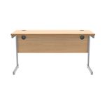 Astin Rectangular Single Upright Cantilever Desk 1400x600x730mm Norwegian Beech/Silver KF824251