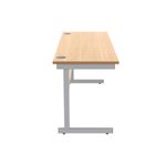 Astin Rectangular Single Upright Cantilever Desk 1600x600x730mm Norwegian Beech/Silver KF824268