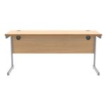 Astin Rectangular Single Upright Cantilever Desk 1600x600x730mm Norwegian Beech/Silver KF824268