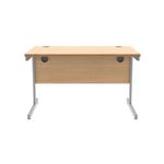 Astin Rectangular Single Upright Cantilever Desk 1200x800x730mm Norwegian Beech/Silver KF824275
