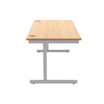 Astin Rectangular Single Upright Cantilever Desk 1600x800x730mm Norwegian Beech/Silver KF824299