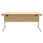 Astin Rectangular Single Upright Cantilever Desk 1600x800x730mm Norwegian Beech/Silver KF824299