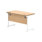 Astin Rectangular Single Upright Cantilever Desk 1200x600x730 Norwegian Beech/Arctic White KF824305