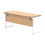 Astin Rectangular Single Upright Cantilever Desk 1600x600x730 Norwegian Beech/Arctic White KF824329