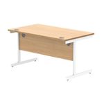 Astin Rectangular Single Upright Cantilever Desk 1400x800x730 Norwegian Beech/Arctic White KF824343