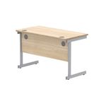 Astin Rectangular Single Upright Cantilever Desk 1200x600x730mm Canadian Oak/Silver KF824367