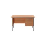 Serrion Rectangular 2 Drawer Pedestal 4 Leg Desk 1200x750x730mm Beech KF838371