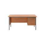 Serrion Rectangular 3 Drawer Pedestal 4 Leg Desk 1500x750x730mm Beech KF838377