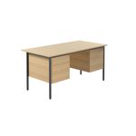 Serrion Double Pedestal 4 Leg Desk 1500x750x730mm Ferrera Oak/Black KF838380