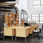 Serrion Rectangular Double Pedestal 4 Leg Desk 1800x750x730mm Ellmau Beech KF838755