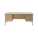 Serrion Double Pedestal 4 Leg Desk 1800x750x730mm Ferrera Oak/Black KF838777
