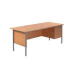 Serrion Rectangular 2 Drawer Pedestal 4 Leg Desk 1800x750x730mm Beech KF838790