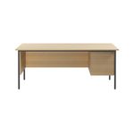 Serrion Rectangular 3 Drawer Pedestal 4 Leg Desk 1800x750x730mm Oak KF838811