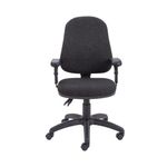 First High Back Operator Chair with T-Adjustable Arms 640x640x985-1175mm Charcoal KF839244