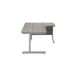 Jemini Radial Right Hand Single Upright Desk 1800x800-1200x730mm Grey Oak/Silver KF846017