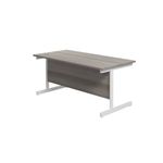 Jemini Single Upright Rectangular Desk 1800x800x730mm Grey Oak/White KF846048