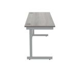 Polaris Rectangular Single Upright Cantilever Desk 1600x600x730mm Alaskan Grey Oak/Silver KF882341