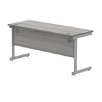 Polaris Rectangular Single Upright Cantilever Desk 1600x600x730mm Alaskan Grey Oak/Silver KF882341