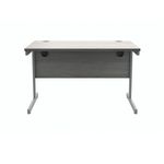 Polaris Rectangular Single Upright Cantilever Desk 1200x800x730mm Alaskan Grey Oak/Silver KF882342