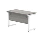 Polaris Rectangular Single Upright Cantilever Desk 1200x600x730mm Alaskan Grey Oak/White KF882343