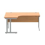 Polaris Left Hand Radial DU Cantilever Desk 1600x1200x730mm Norwegian Beech/Silver KF882344
