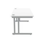 Polaris Rectangular Double Upright Cantilever Desk 1600x800x730mm Arctic White/Silver KF882349