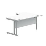 Polaris Left Hand Radial Double Upright Cantilever Desk 1600x1200x730mm Arctic White/Silver KF882350