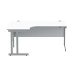 Polaris Left Hand Radial Double Upright Cantilever Desk 1600x1200x730mm Arctic White/Silver KF882350