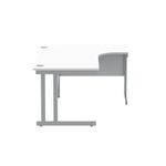 Polaris Right Hand Radial DU Cantilever Desk 1600x1200x730mm Arctic White/Silver KF882351