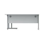 Polaris Right Hand Radial DU Cantilever Desk 1600x1200x730mm Arctic White/Silver KF882351