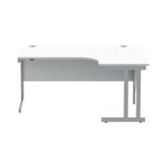 Polaris Right Hand Radial DU Cantilever Desk 1600x1200x730mm Arctic White/Silver KF882351